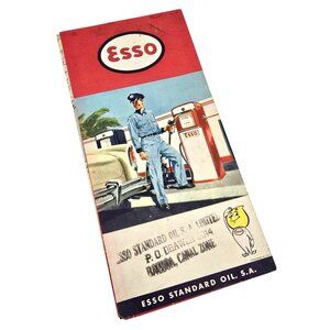 Vintage 1960 Esso Mapa De La República De Panamá Foldable Road Map LI632